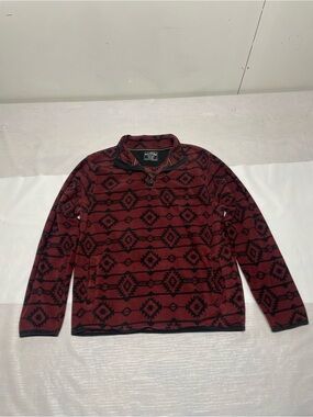 MBX Men's Red Patterned 1/4 Sweater Sz:Large